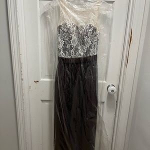 Chocolate brown and ivory dress